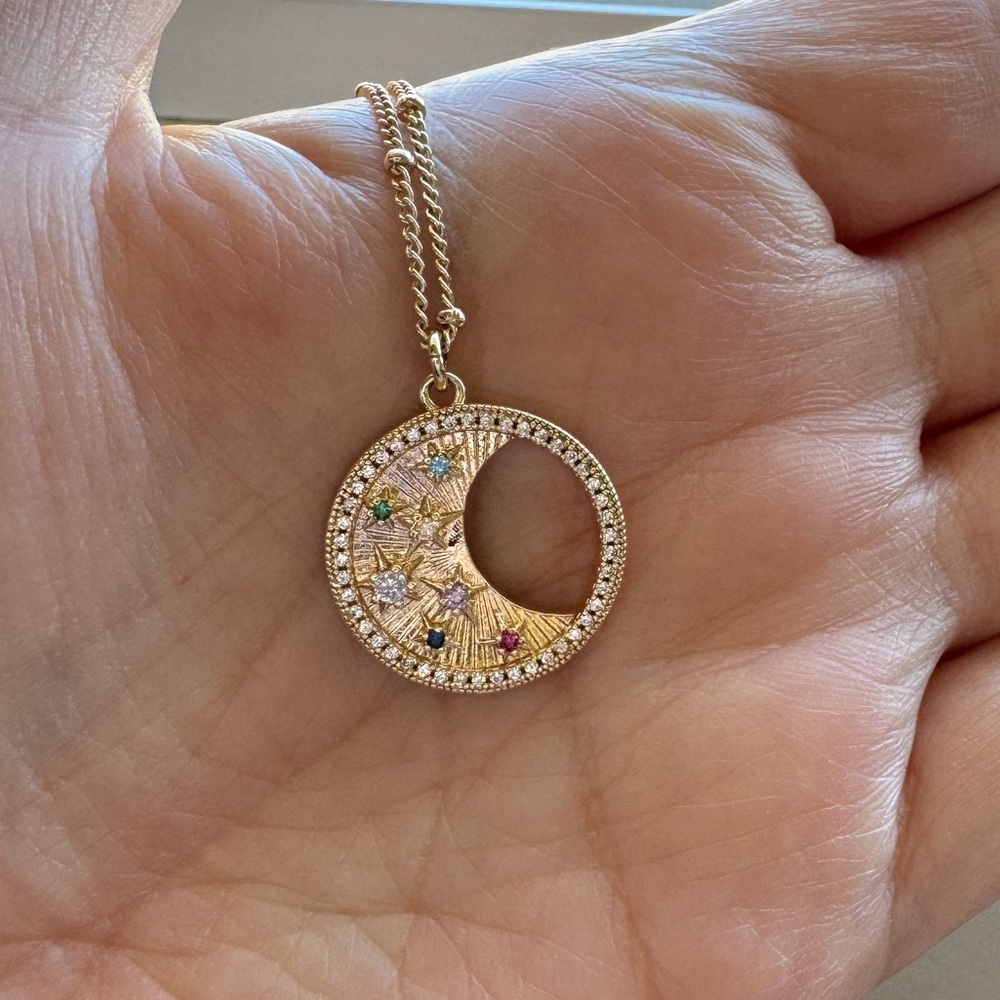 Moon and Star Pendant. Worn once, 19" + 2" extender.